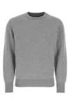 Prada Ribbed Crew-neck Cashmere Blend Sweater In Grey