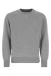 Prada Ribbed Crew-neck Cashmere Blend Sweater In Grey