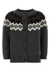 Prada Grey Wool Cardigan In Multi