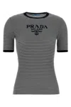Prada Embroidered Silk T-shirt In Black