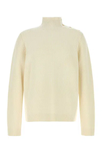 Prada Virgin Wool Ribbed Sweater In Neutral