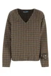 Prada V-neck Checked Pullover In Printed