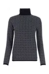 Prada Superfine Wool Turtleneck Sweater With Intarsia Logo In Printed