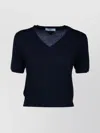 Prada Knitwear V-neckline Short Sleeves Ribbed Hem