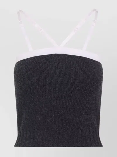 Prada Knitwear With Adjustable Straps And Contrast Trim In Black