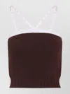 Prada Knitwear With Adjustable Straps And Contrast Trim In Brown