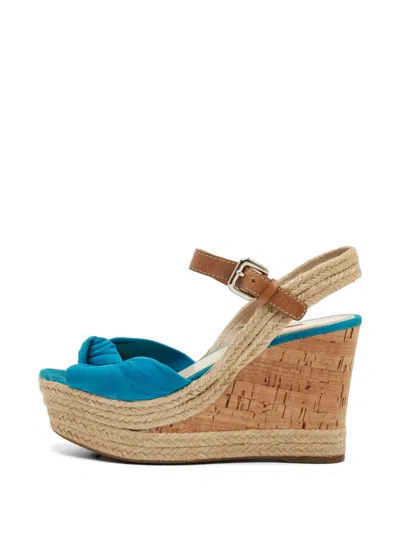 Pre-owned Prada Knot-detail Wedge Sandals In Brown