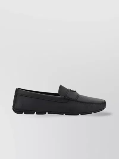 PRADA KNURLED SOLE CALFSKIN LOAFERS