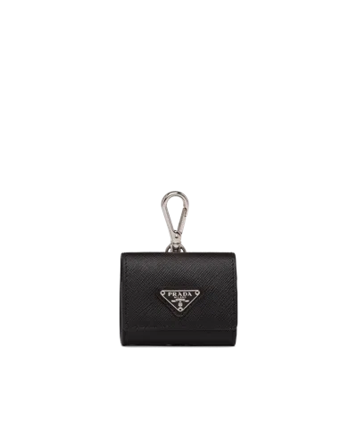 PRADA SAFFIANO LEATHER HEADPHONE CASE WITH KEYCHAIN