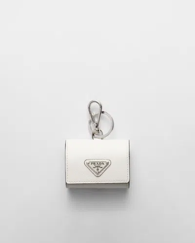 Prada Saffiano Leather Headphone Case In Weiss