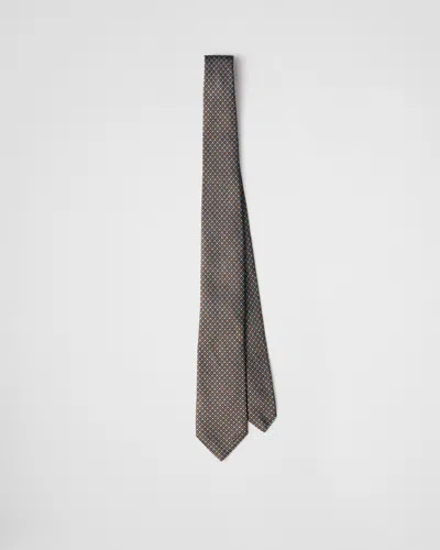 Prada Silk Tie In Sapphire Blue