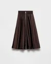 Prada Re-nylon Zip-front Midi Skirt In Brown