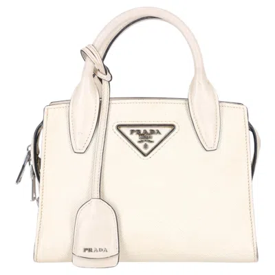 Pre-owned Prada Kristen Saffiano Leather Mini Handbag In White