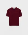 Prada Short Sleeve Cashmere Sweater In Burgundy