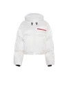 Prada Nylon Puffer Cropped Hooded Jacket In White