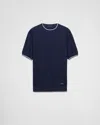 Prada Blue Silk-cotton Sweater In Navy