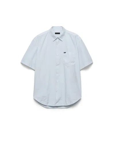 Prada Short-sleeved Cotton Shirt In Blue