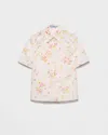 Prada Bouquet Poplin Short-sleeve Button-down Blouse In Multi