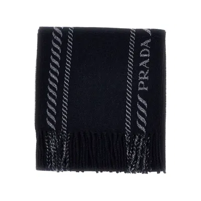 PRADA L AND CASHMERE BLEND SCARF WITH LOGO