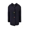 Prada Shetland Wool Jacket Featuring Decorative Buttons In Blue