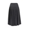 Prada L Pleated Midi Skirt With Safety Pin In Gray
