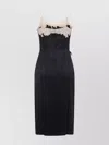 Prada Lace Detailed Midi Dress With Side Slit In Black