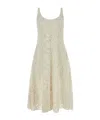 Prada Lace Overlay A-line Silhouette Midi Dress In Neutral Color