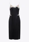 Prada Lace Detailed Midi Dress With Side Slit In Black