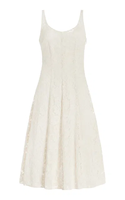 Prada Lace Midi Dress In Ivory