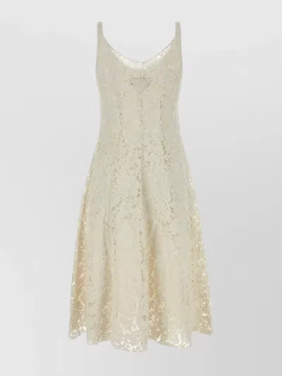 Prada Ivory Lace Dress In Neutral