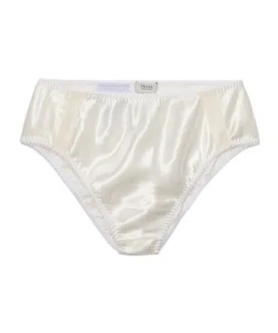 Prada Lace-trimmed Satin Panty In White