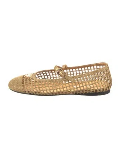 Pre-owned Prada Lace Pattern Ballet Flats In Gold