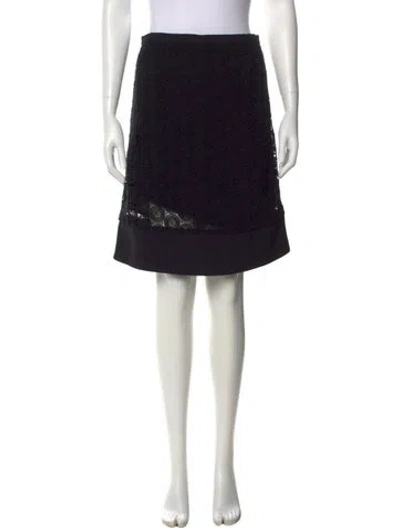 Pre-owned Prada Lace Pattern Knee-length Skirt In Black