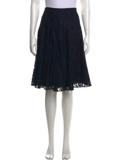 Pre-owned Prada Lace Pattern Midi Length Skirt In Blue