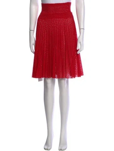 Pre-owned Prada Lace Pattern Mini Skirt In Red