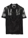 Prada Lace Polo Top In Black