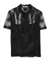 Prada Lace Polo Top In Black