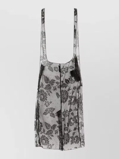 Prada Lace Top Sleeveless Square Neckline Sheer In White