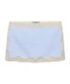 Prada Lace-trim Linen Mini Skirt In Sky-blue