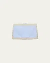Prada Lace-trim Linen Mini Skirt In Cielo