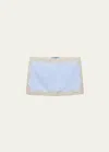 Prada Lace-trim Linen Mini Skirt In F0012 Cielo