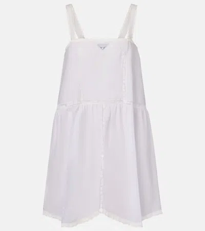 Prada Lace-trimmed Cotton And Linen Minidress