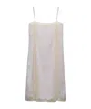 Prada Besticktes Kleid Aus Leinen Mit Spitzenbesatz In Sand Beige