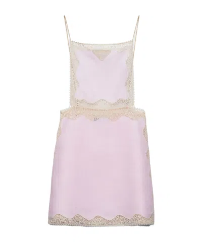 Prada Lace-trim Mini Dress In Rosa