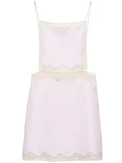 Prada Lace-trim Mini Dress In Rosa