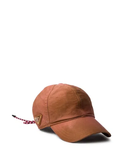 Prada Baseballkappe Aus Baumwolle In Karamell