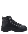 Prada Logo Leather Ankle Boots Boots And Ankle Boots Black In Black
