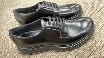 Prada Lace-up Business Formal Shoes In Black