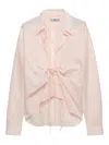 Prada Lace-up Cotton Shirt In Pink