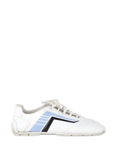 Pre-owned Prada Lace-up Fastening Sneakers In White